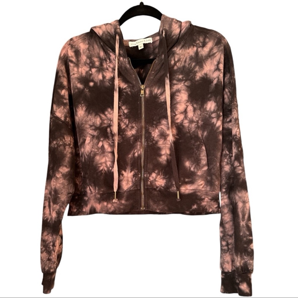 Young Fabulous and Broke Crop Tie Dye Hoodie Sweatshirt Size Medium